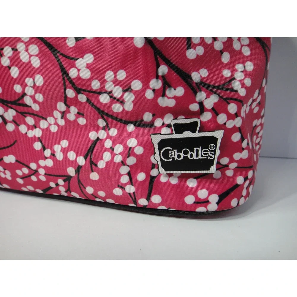 Caboodles 3 Piece Cosmetic Bag Set Pink Floral Cherry Blossom Train Case Mirror
